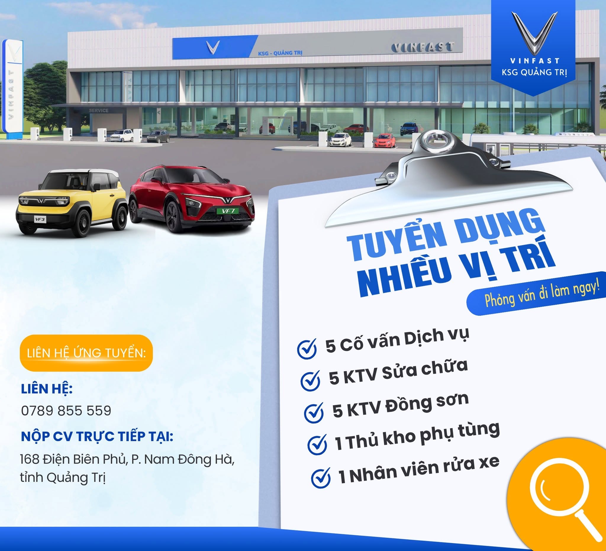 TUYỂN DỤNG XƯỞNG DỊCH VỤ VINFAST KSG QUẢNG TRỊ